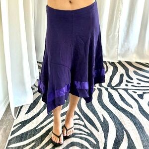 EMPORIO ARMANI Purple Ribbon Runway Handkerchief Hem Midi Skirt 2000s Designer 4